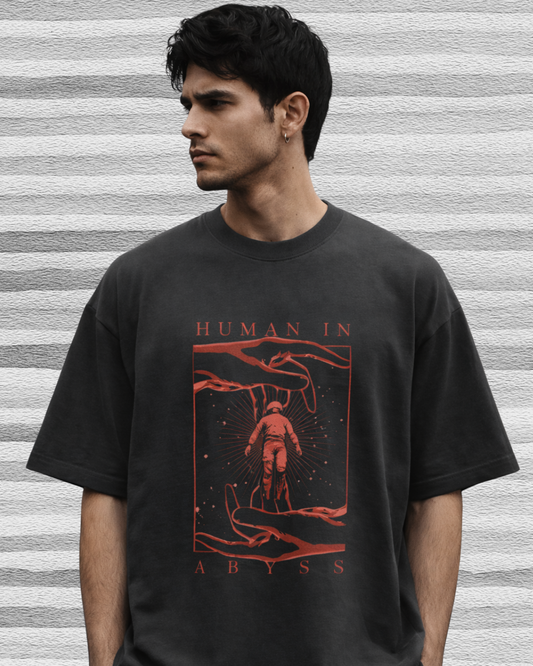 Human in Abyss – Unisex Oversized Cotton T-Shirt